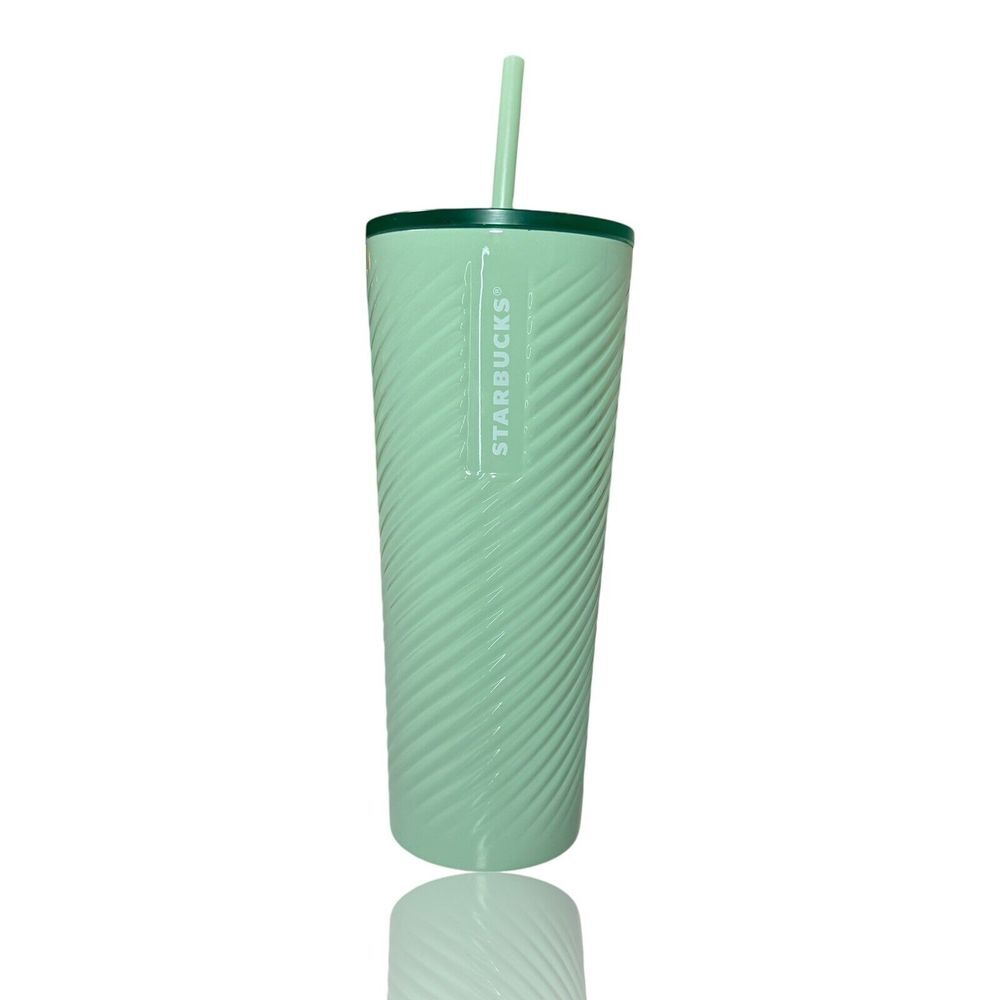Starbucks "Diagonal Sage" Stainless Steel‎ 24 oz Spiral Twist Tumbler | Venti